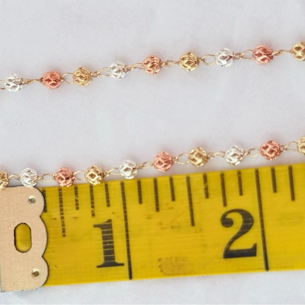 New, Rosary, tricolor Laminated Gold‎ with image of the holy death. unisex